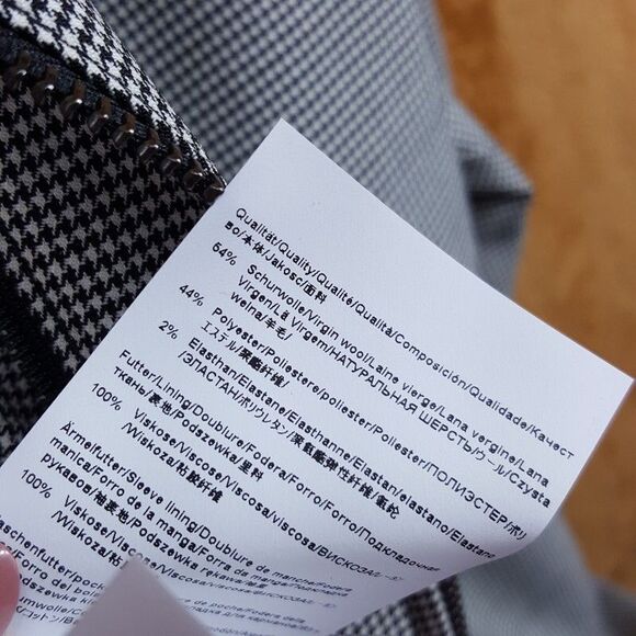 HUGO BOSS Bomber Jacket Mens Size 46 R Black Houndstooth Zip Up HANRY WING $595 - Picture 8 of 11